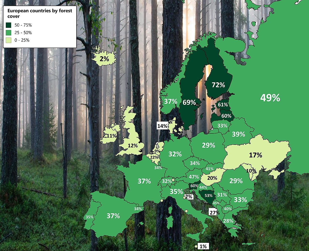 1280px European Countries By Forest Cover